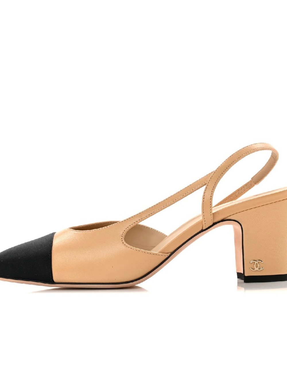 CHANEL Classic Beige Black Two-Tone Slingback Heels， brand new
